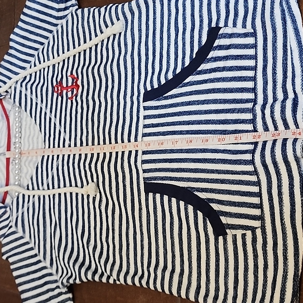 Ingear Womens Blue White Strpied Long Sleeve Hoodie Red Anchor Size Medium - Picture 5 of 9